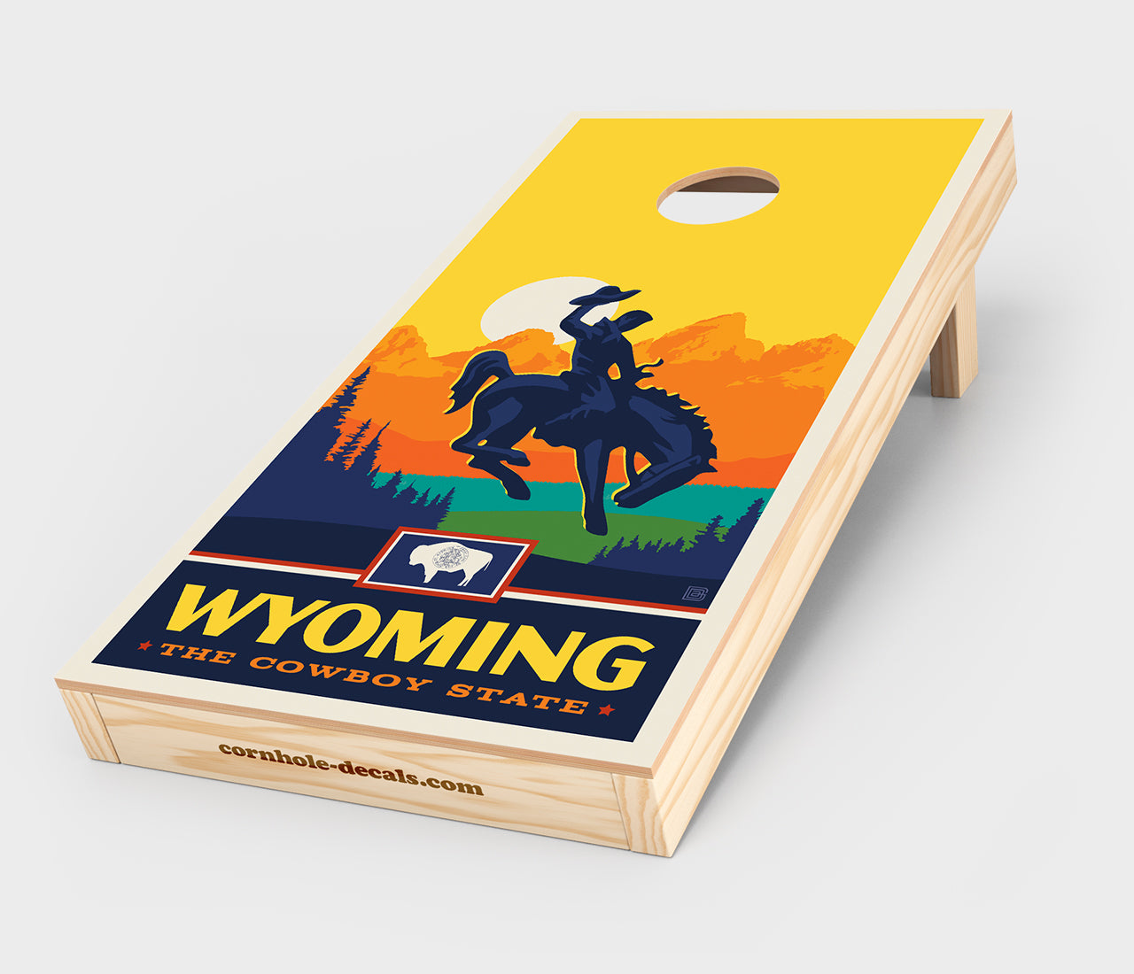 Wyoming — The Cowboy State Cornhole Wrap Design