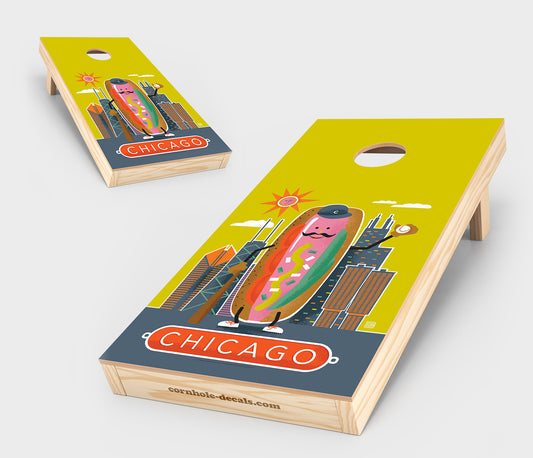 Chicago Hot Dog Cornhole Board Set
