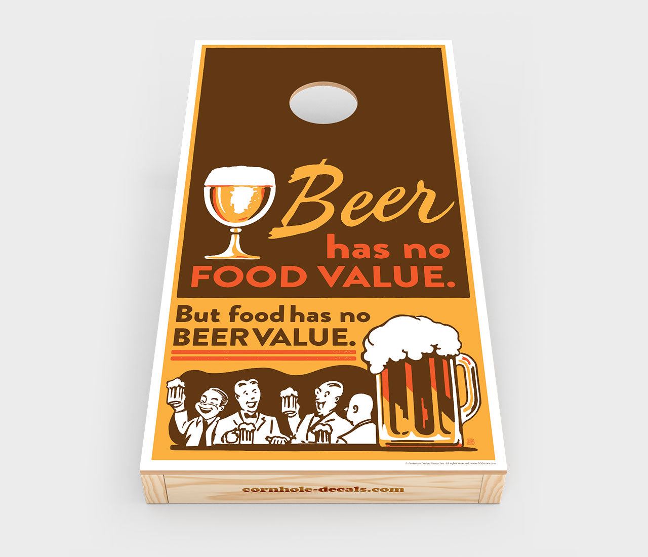 Chuggles Cornhole - Anderson Design Group - Beer Cornhole Decal - Straight On View