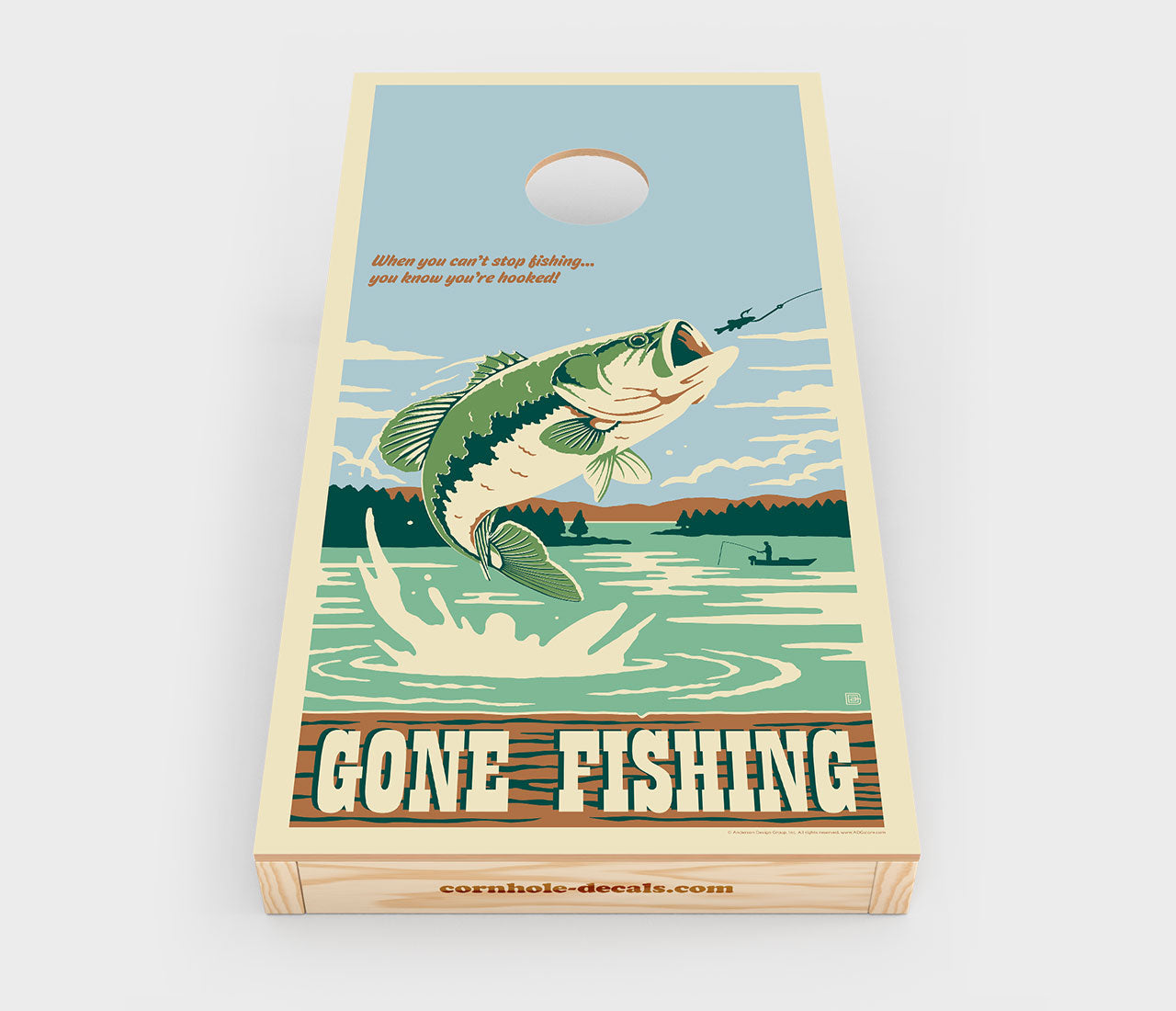 Gone Fishing Cornhole Wrap Design