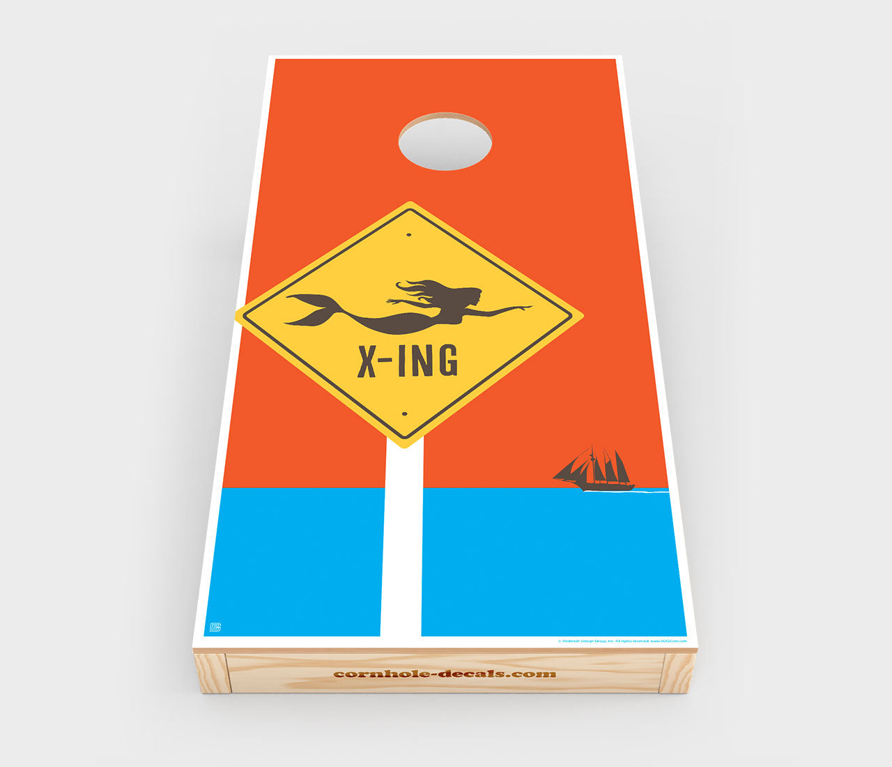 Mermaid Crossing Cornhole Wrap Design