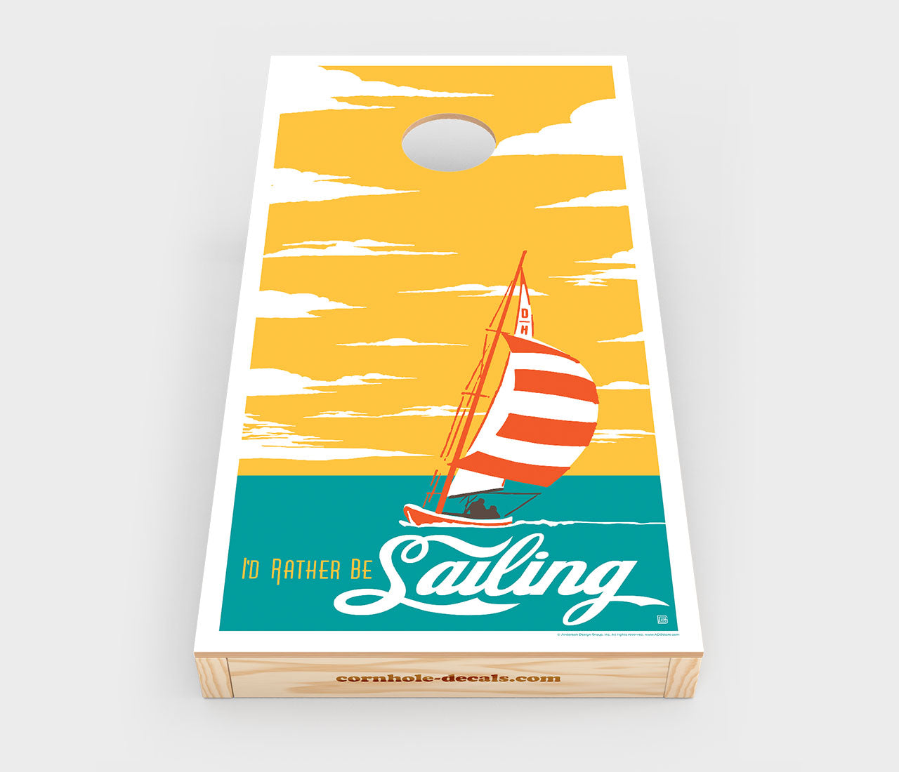 I’d Rather Be Sailing Cornhole Wrap Design