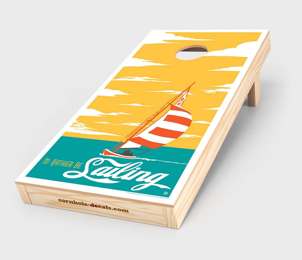 I’d Rather Be Sailing Cornhole Wrap Design