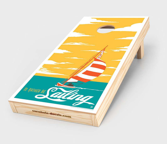 I’d Rather Be Sailing Cornhole Wrap Design