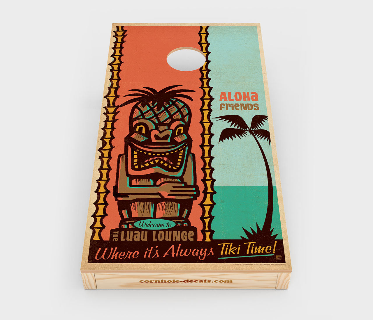 Tiki Time Cornhole Wrap Design