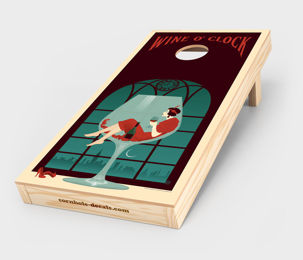 Chuggles Cornhole - Anderson Design Group - Wine O' Clock Cornhole Decals