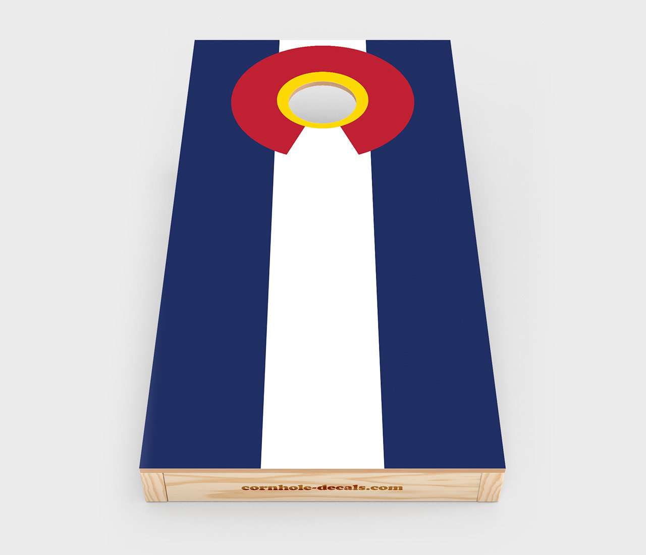 Chuggles Cornhole - Colorado State Flag Cornhole Decal - Straight On View