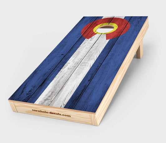 Colorado State Flag Distressed Cornhole Wrap Design