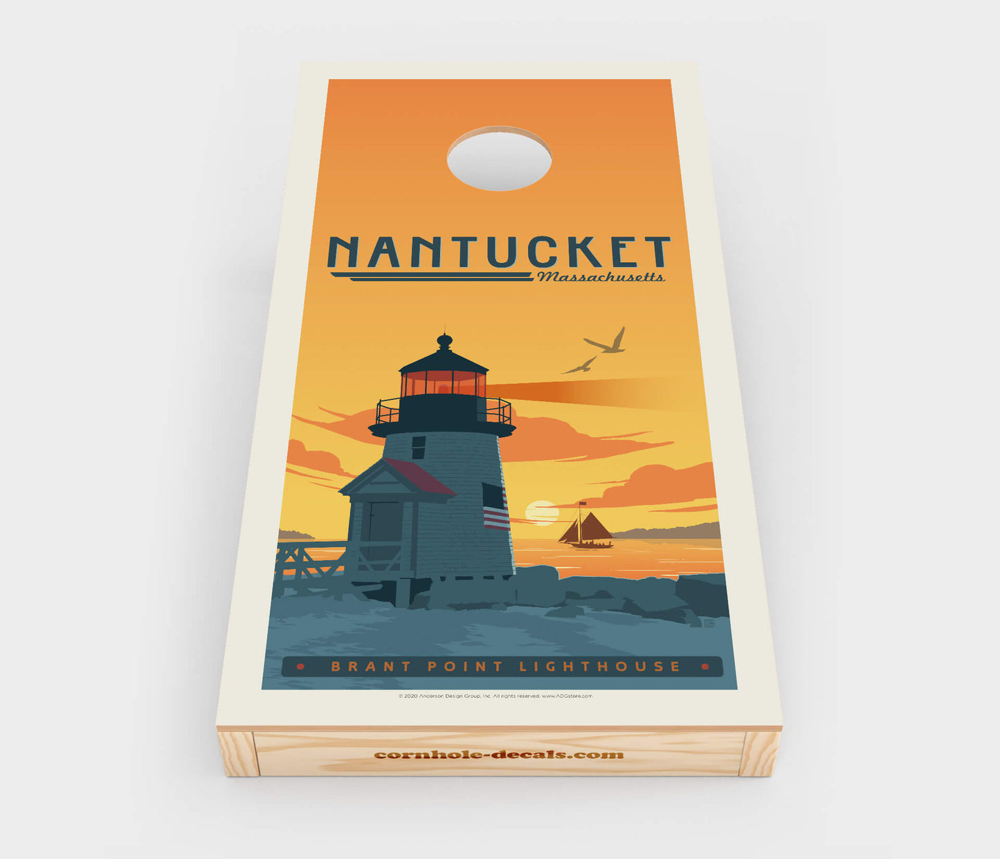 Brant Point Lighthouse, Nantucket Island Cornhole Wrap Design