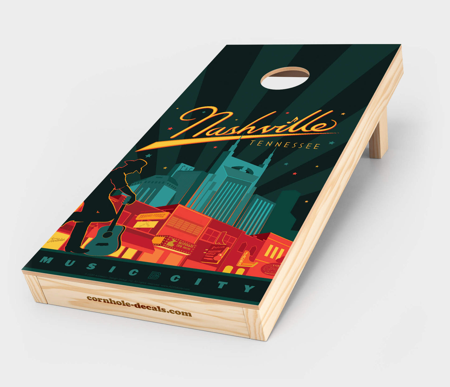 Music City: Nashville, Tennessee Cornhole Wrap Design