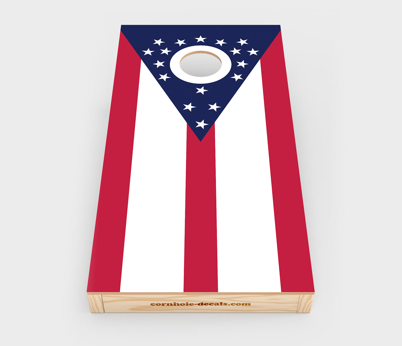 Chuggles Cornhole - Ohio State Flag Cornhole Decal - Straight On View