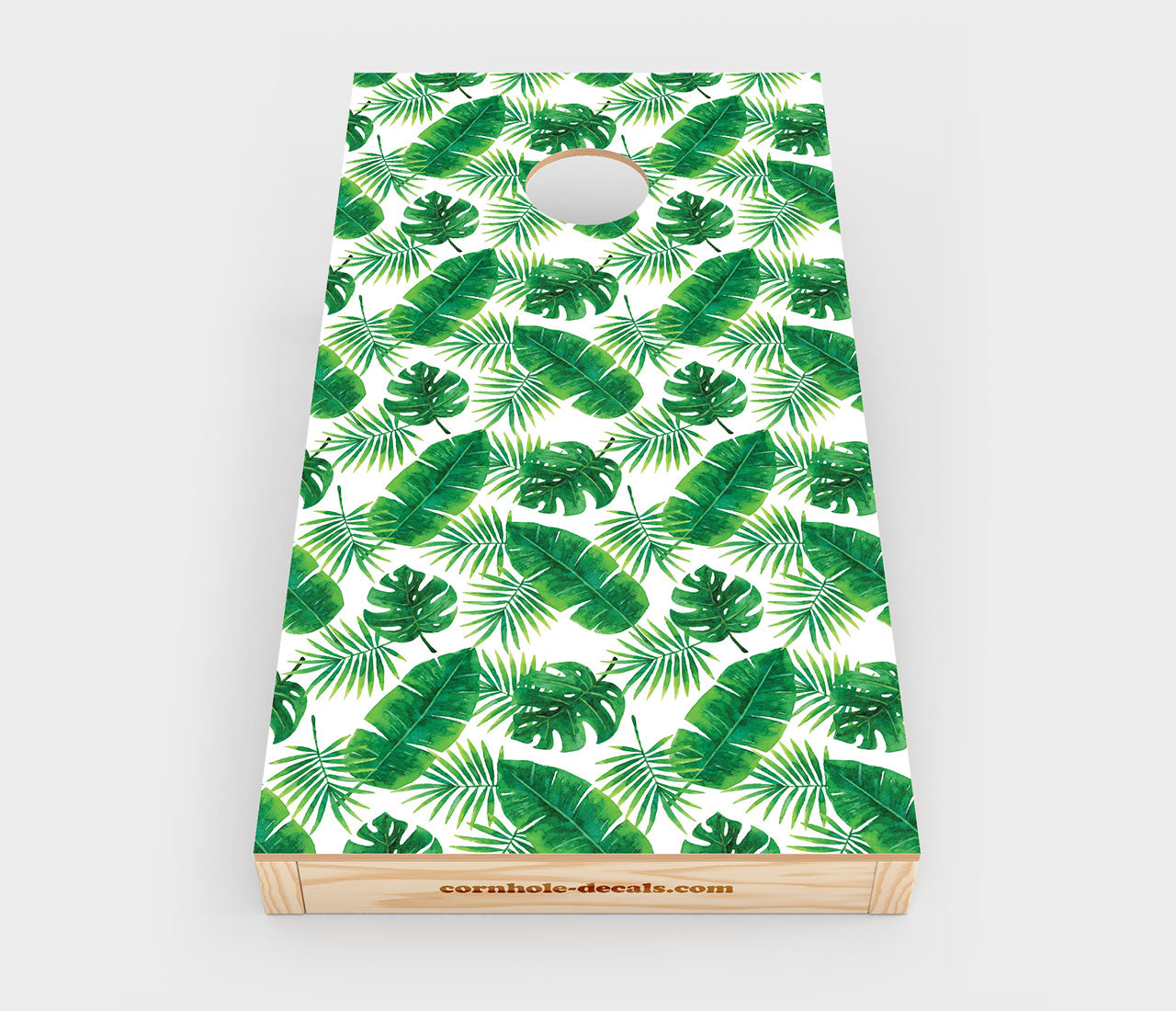 Tropical Leaves Cornhole Wrap Design