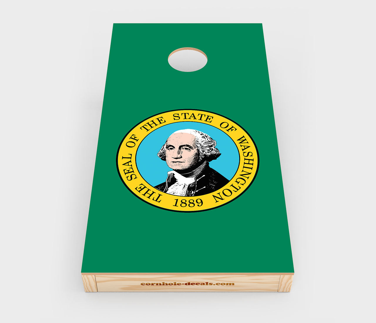 Chuggles Cornhole - Washington State Flag Cornhole Decal - Straight On View