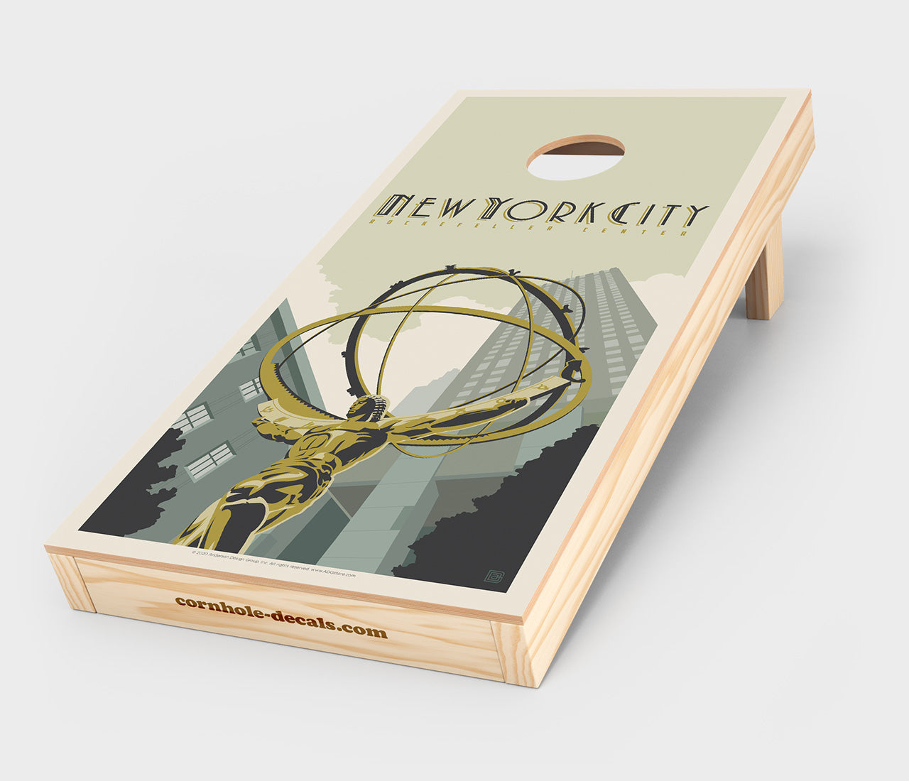 Rockefeller Center: New York City Cornhole Wrap Design