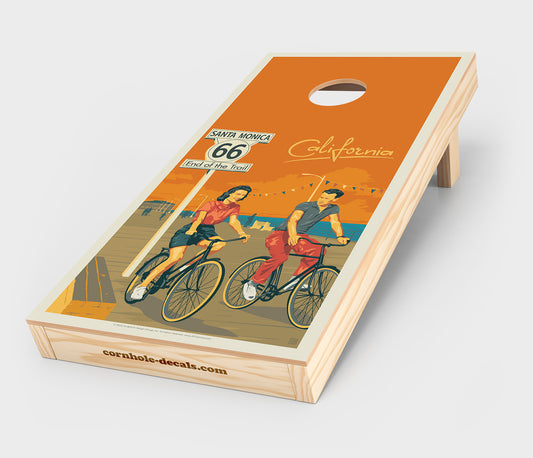 Route 66: Santa Monica, California Cornhole Wrap Design