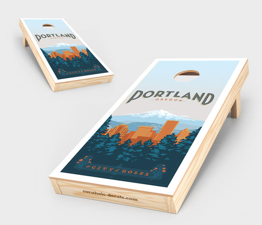 City of Roses: Portland, Oregon Cornhole Board Set