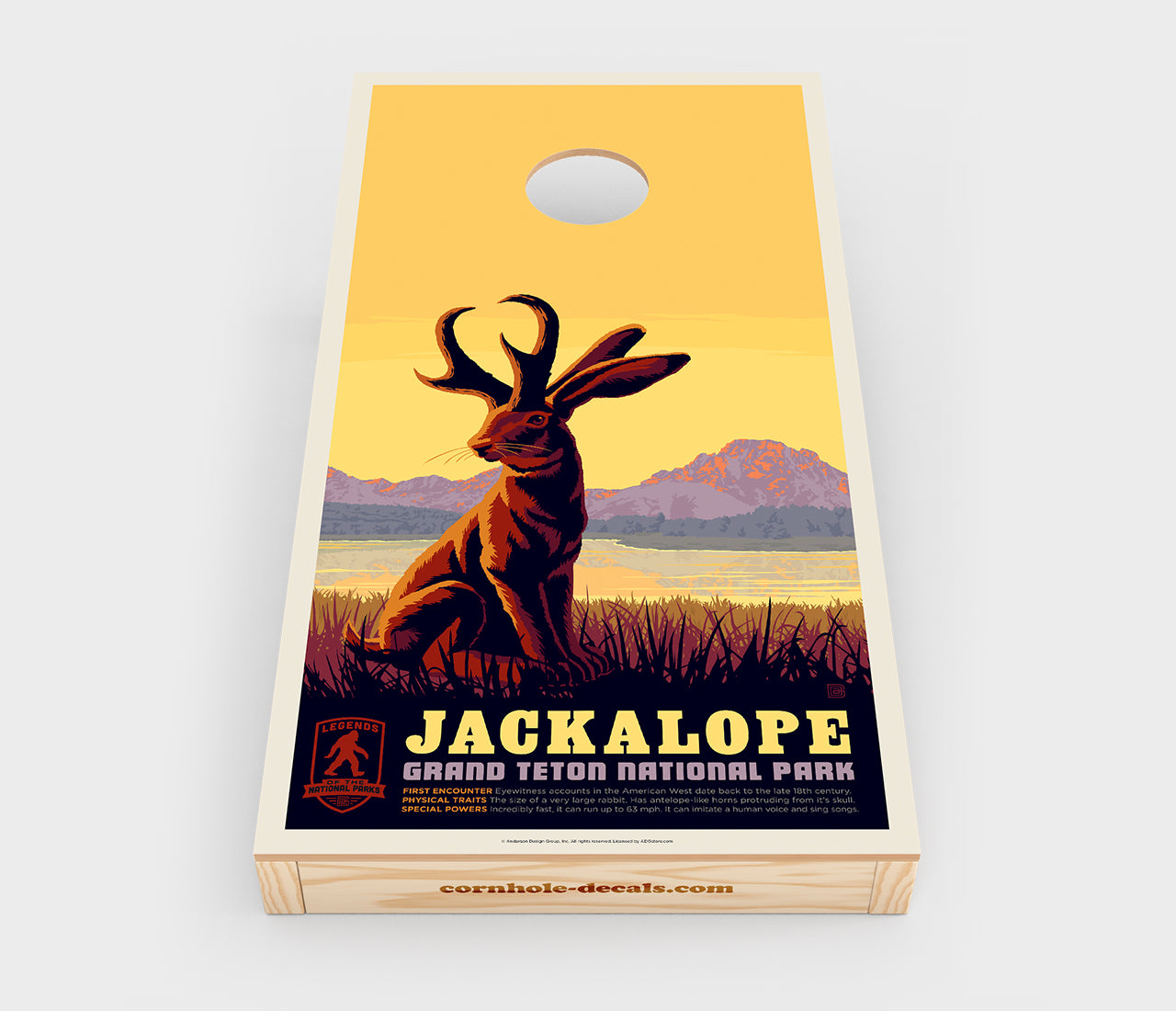 Grand Teton's Jackalope Cornhole Wrap Design