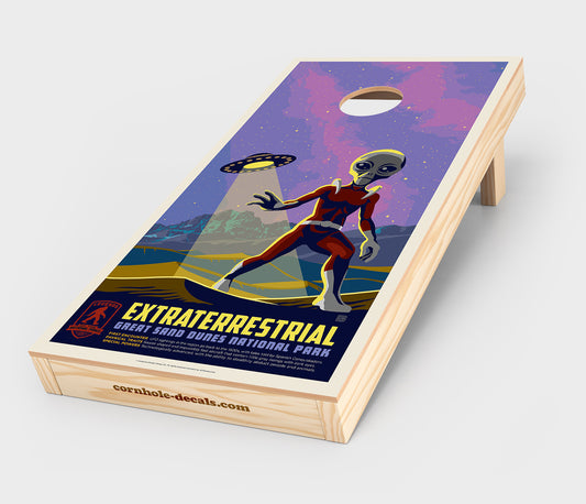 Great Sand's Extraterrestrial Cornhole Wrap Design
