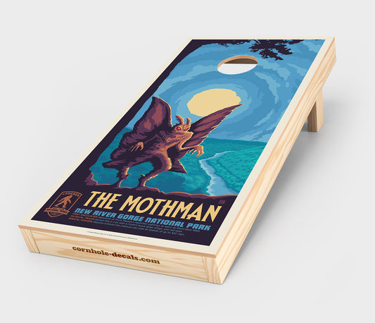 New River Gorge's MothMan Cornhole Wrap Design