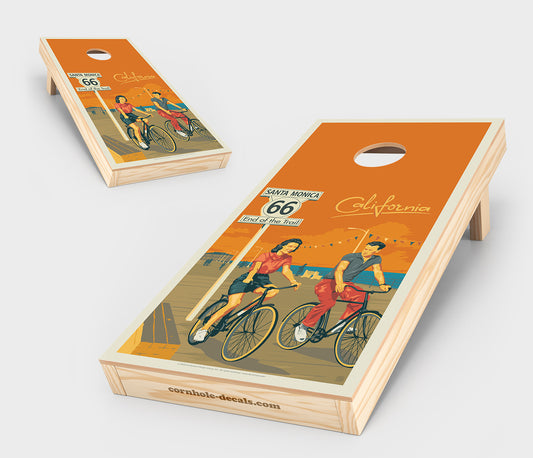 Route 66: Santa Monica, California Cornhole Board Set