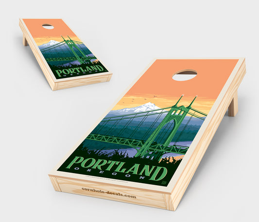 St. Johns Bridge: Portland, Oregon Cornhole Board Set