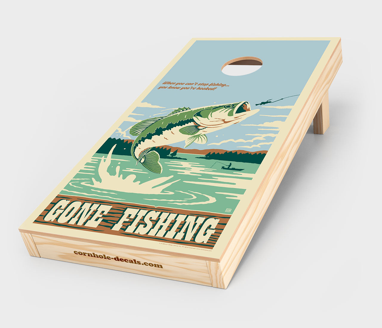 Gone Fishing Cornhole Wrap Design