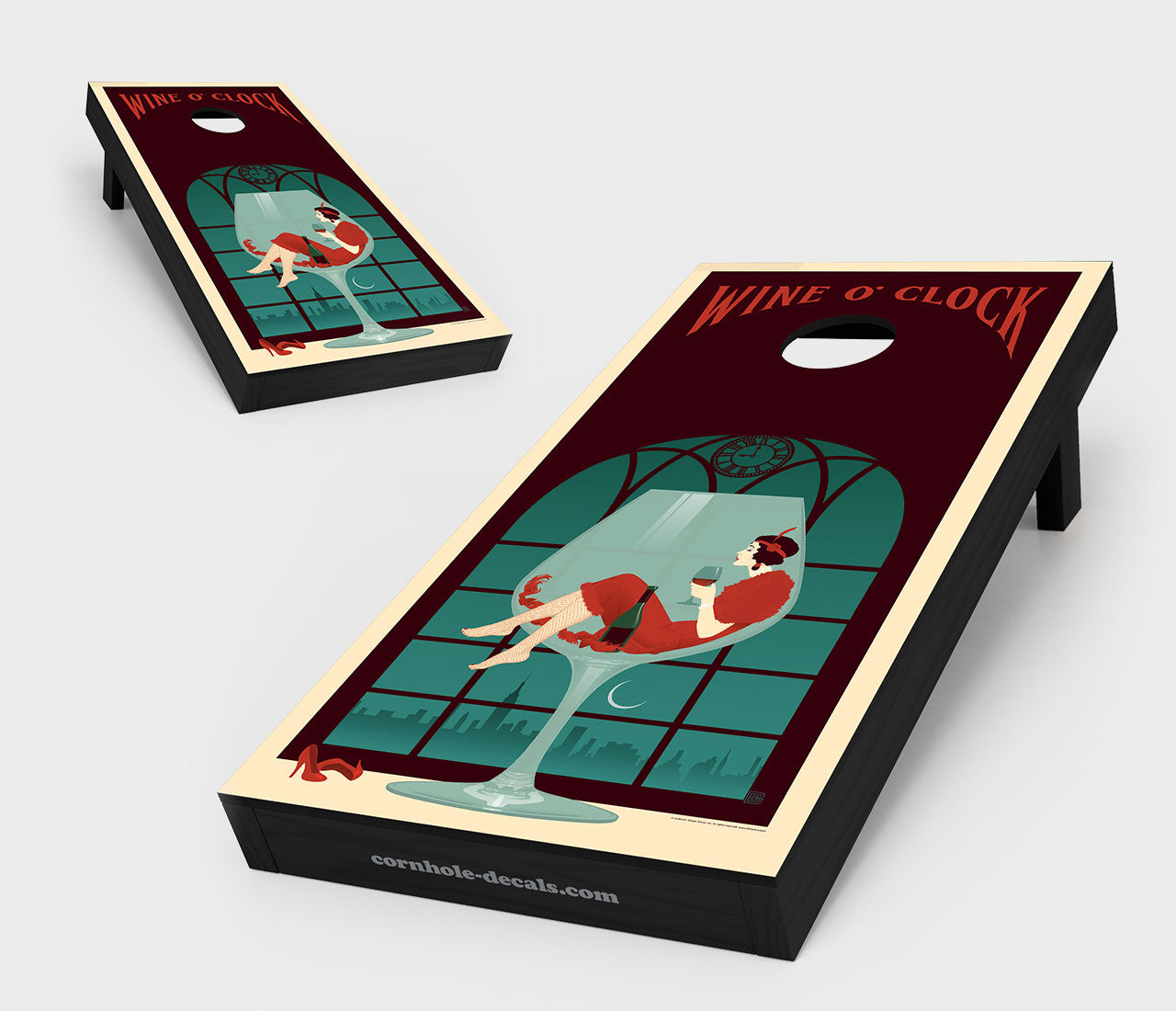 Chuggles Cornhole - Anderson Design Group - Wine O' Clock Cornhole Board Set
