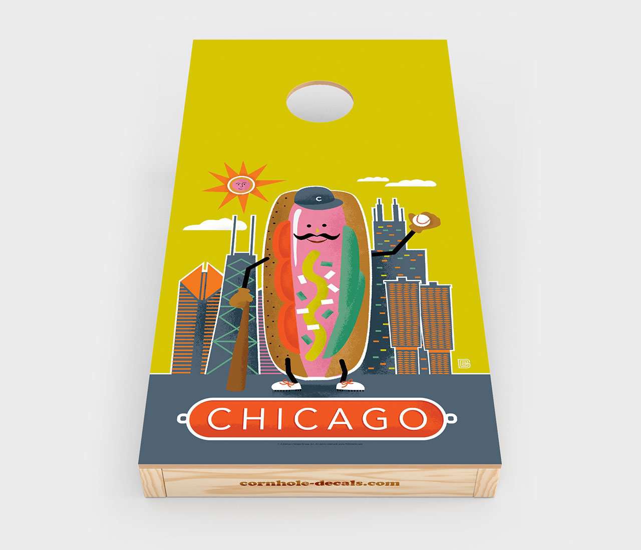 Chuggles Cornhole - Anderson Design Group - Chicago Hotdog - Straight On View