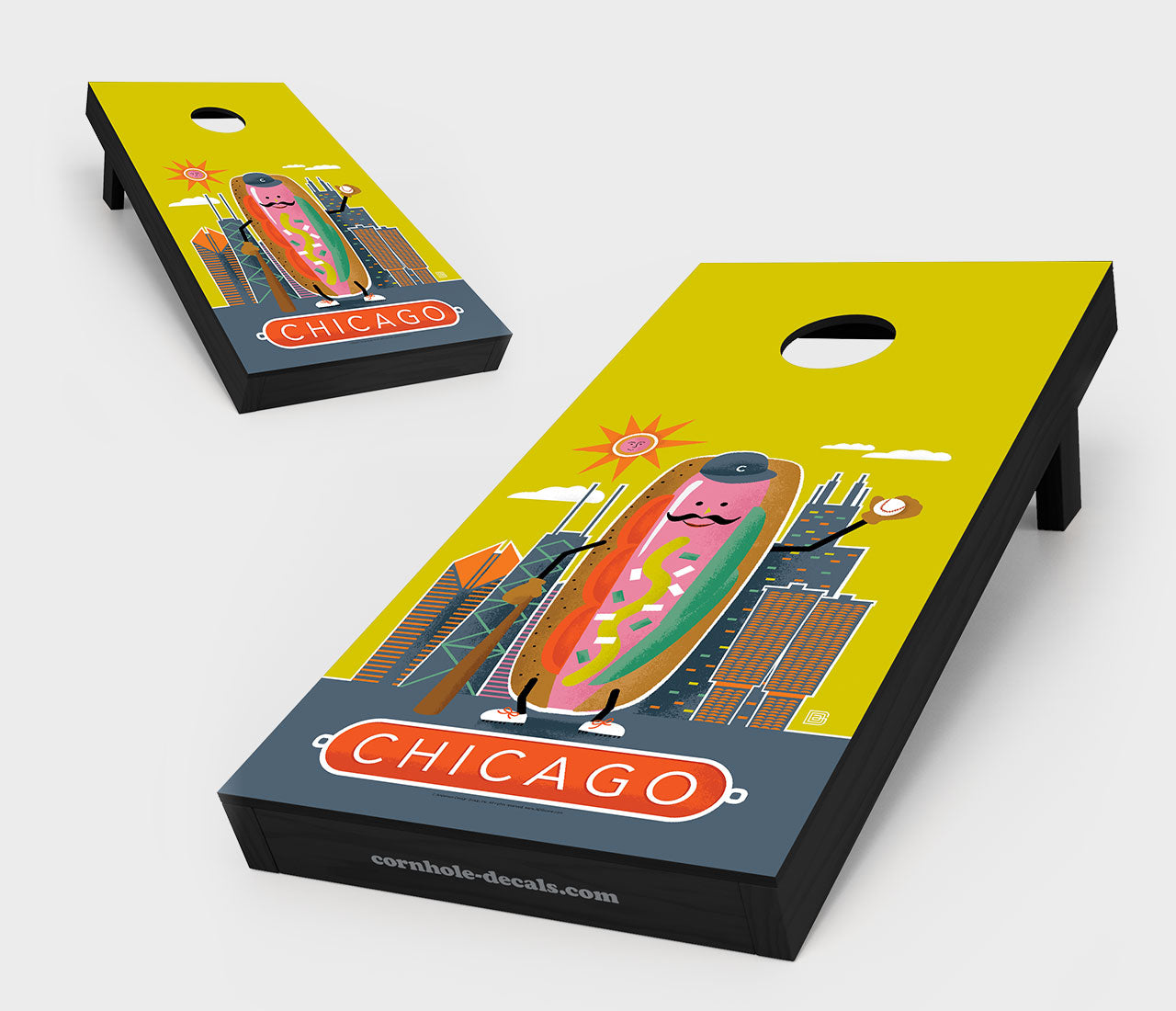 Chuggles Cornhole - Anderson Design Group - Chicago Hotdog Cornhole Board Set