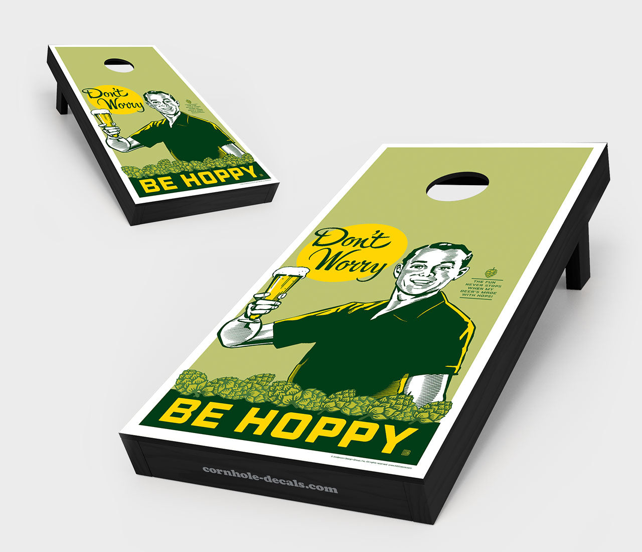 Chuggles Cornhole - Anderson Design Group - Don't Worry. Be Hoppy Cornhole Board Set