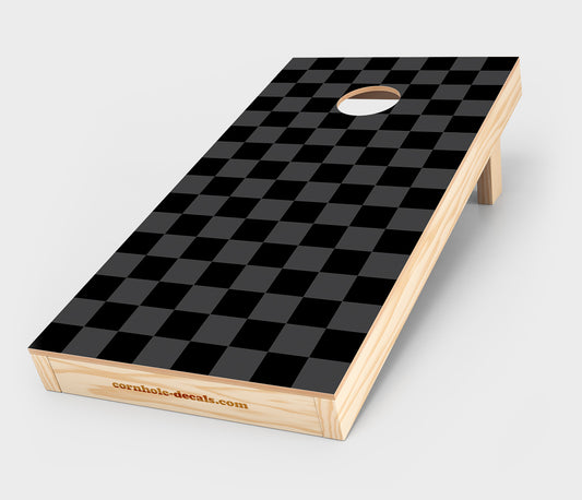 Chuggles Cornhole - Black and Grey Checkered Cornhole Decal