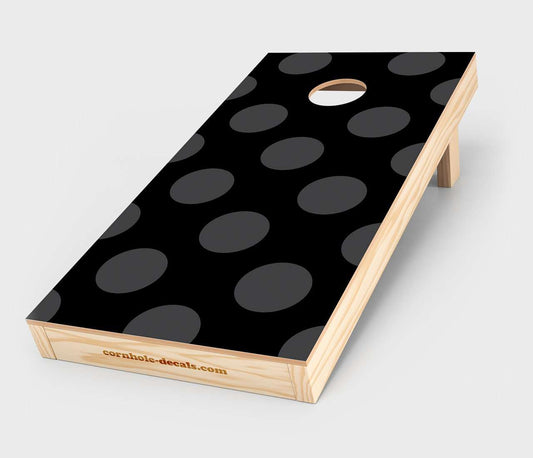 Chuggles Cornhole - Black and Grey Polka Dots Cornhole Decal