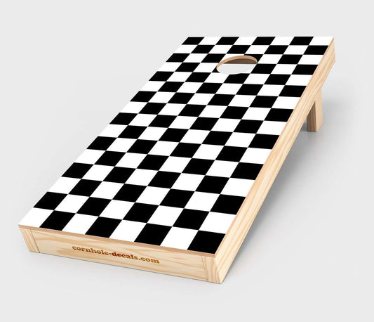 Chuggles Cornhole - Black and White Checkered Cornhole Decal