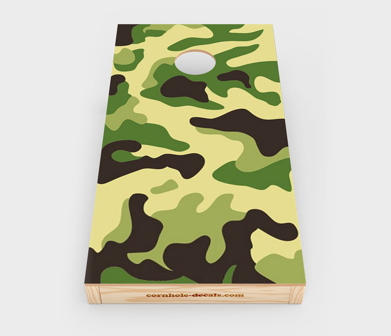 Chuggles Cornhole - Classic Camo Cornhole Decal - Straight On View