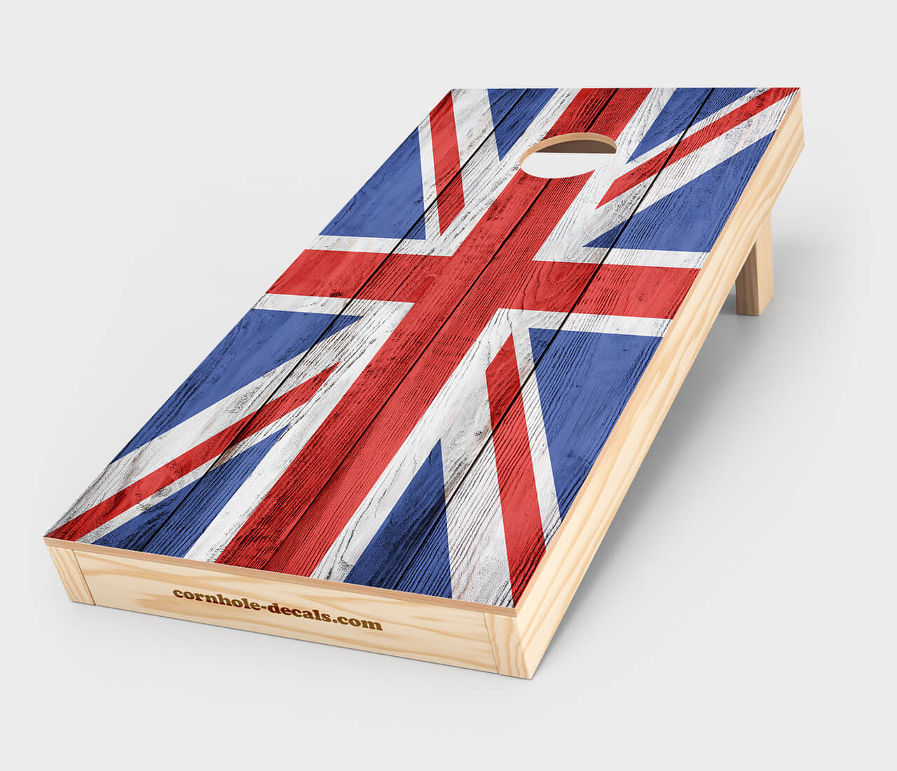 British Union Jack Distressed Cornhole Wrap Design