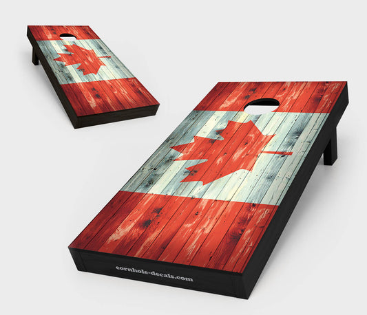 Chuggles Cornhole - Distressed Canadian Flag Cornhole Set