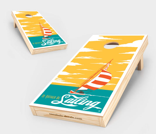 I’d Rather Be Sailing Cornhole Board Set