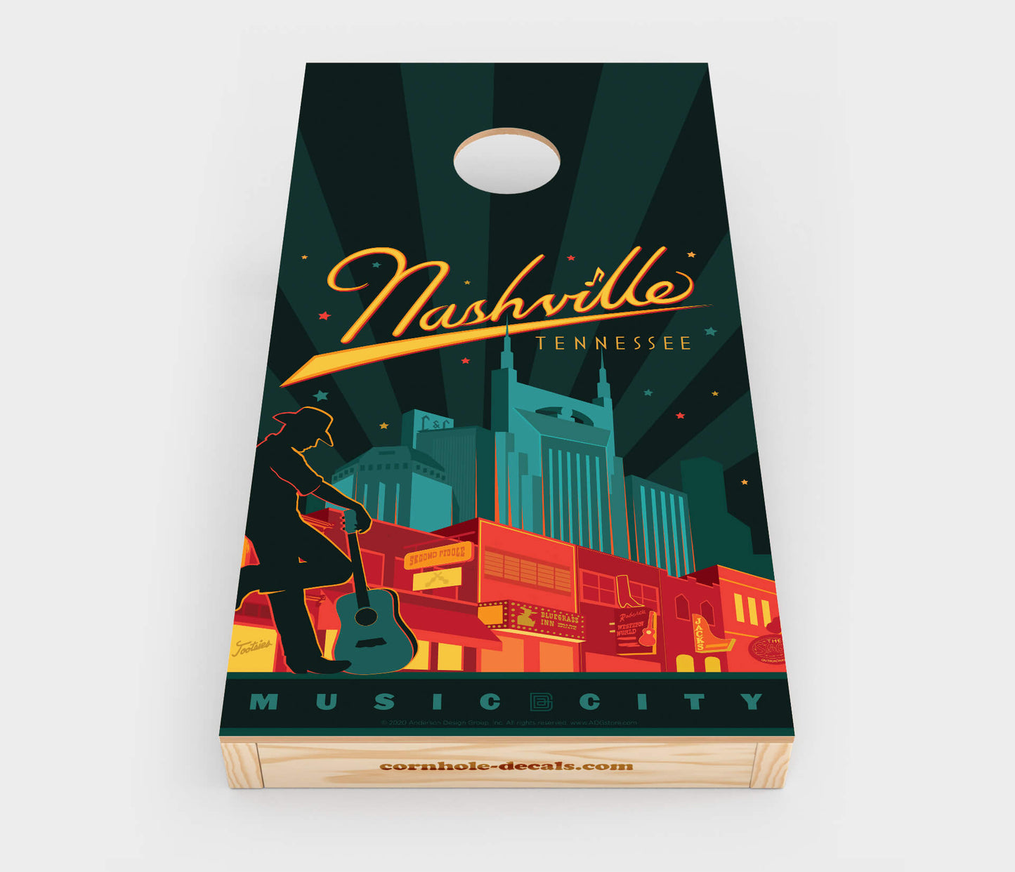 Music City: Nashville, Tennessee Cornhole Wrap Design