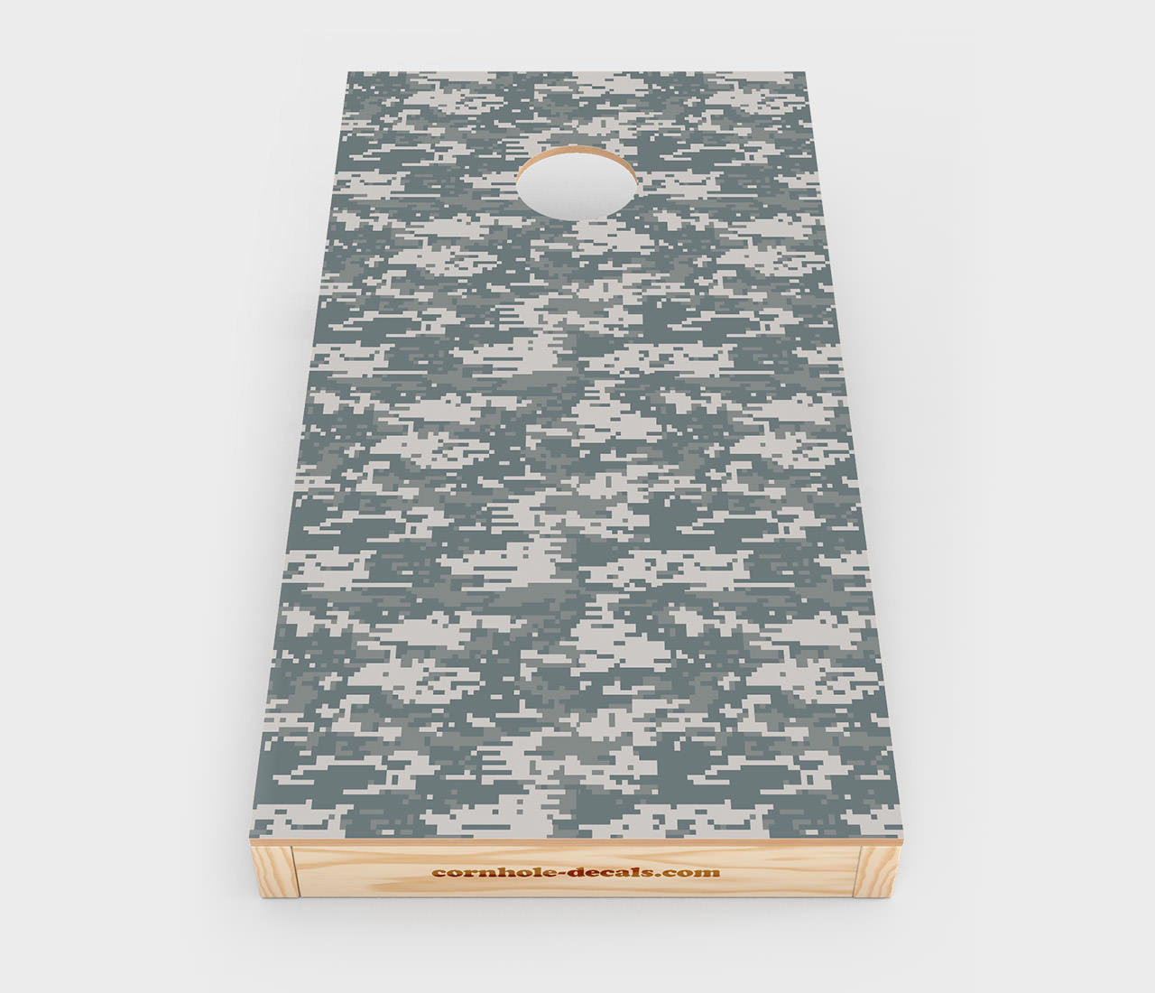 Chuggles Cornhole - Digital Camo Cornhole Decal - Straight On View