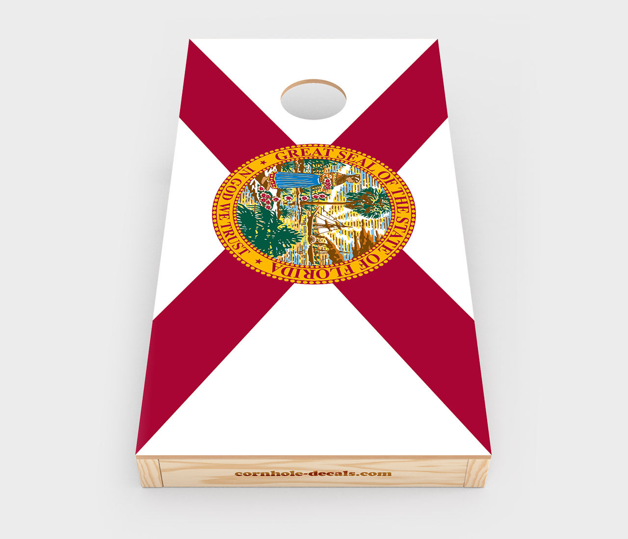 Chuggles Cornhole - Florida State Flag Cornhole Decal - Straight On View