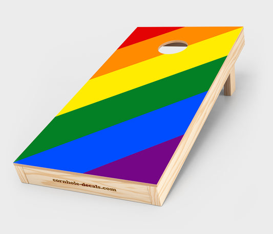 Chuggles Cornhole - Angled Gay Pride Flag Cornhole Decal