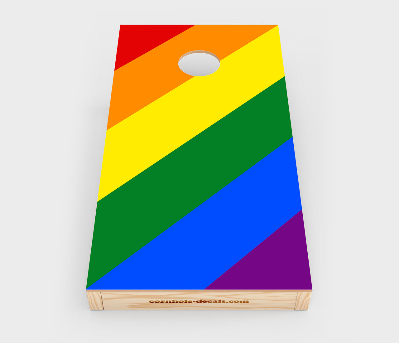 Chuggles Cornhole - Angled Gay Pride Flag Cornhole Decal - Straight On View