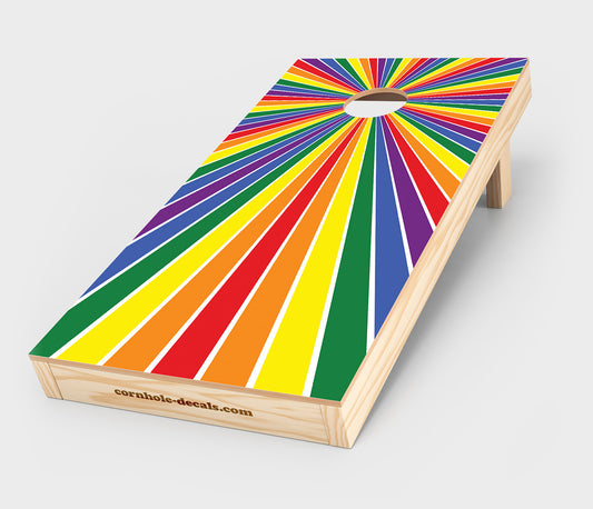 Gay Pride Flag Starburst Cornhole Wrap Design