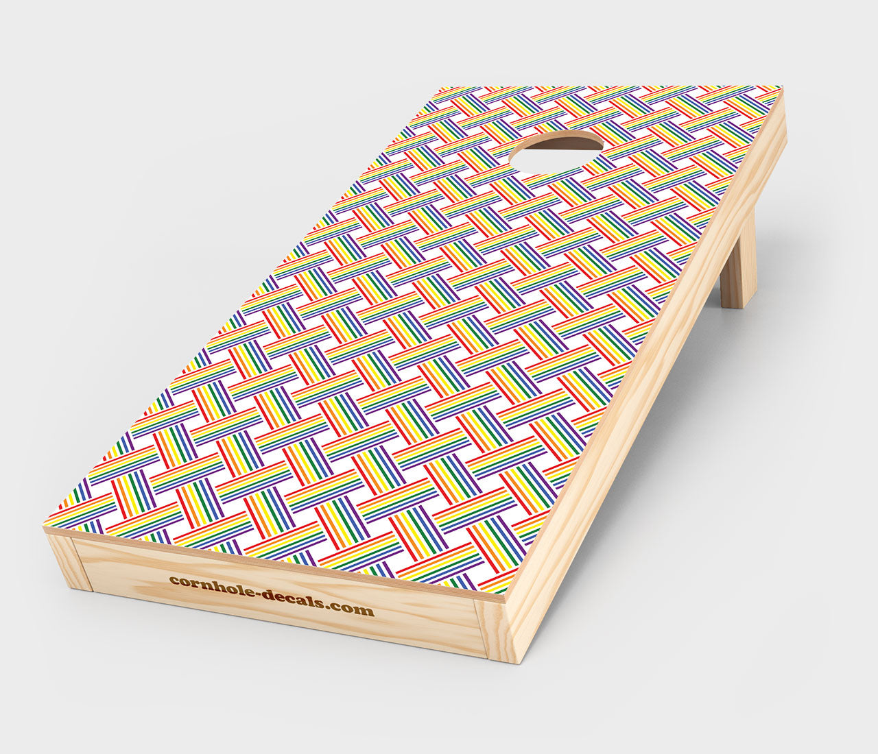 Gay Pride Flag Weave Cornhole Design