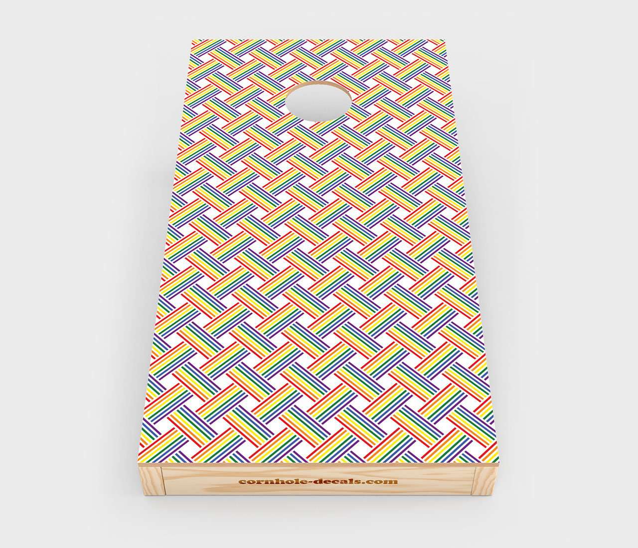 Gay Pride Flag Weave Cornhole Design