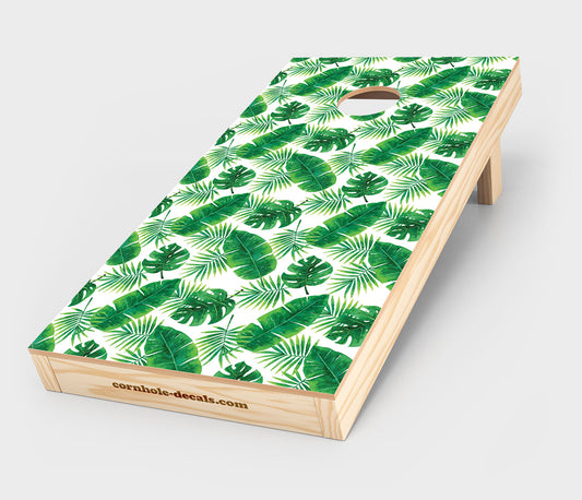 Tropical Leaves Cornhole Wrap Design