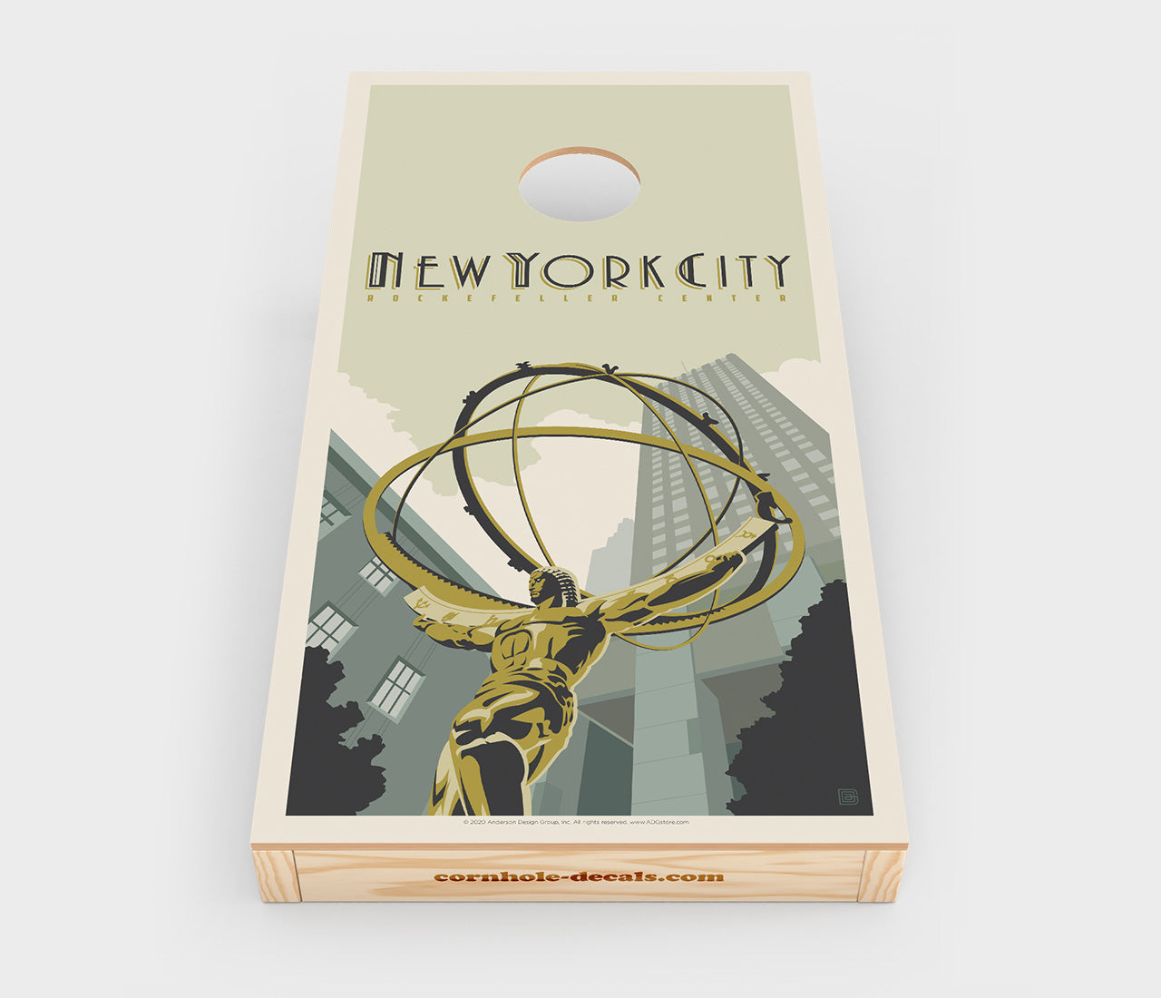 Rockefeller Center: New York City Cornhole Wrap Design