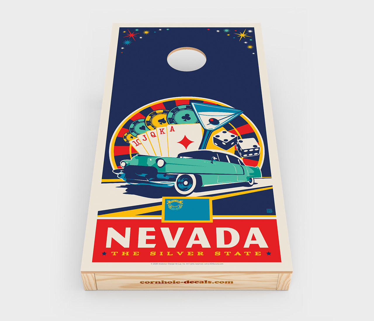 Nevada: The Silver State Cornhole Wrap Design