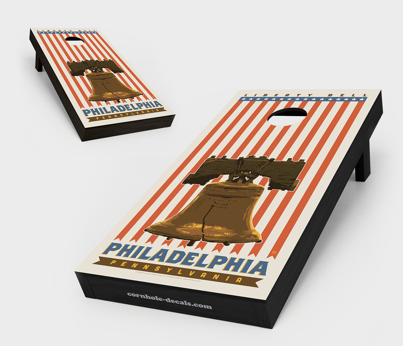 Liberty Bell: Philadelphia, Pennsylvania Cornhole Board Set