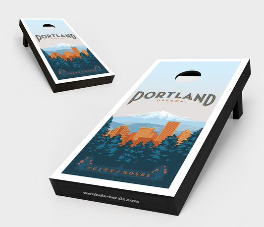 City of Roses: Portland, Oregon Cornhole Board Set